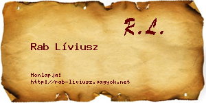 Rab Líviusz névjegykártya